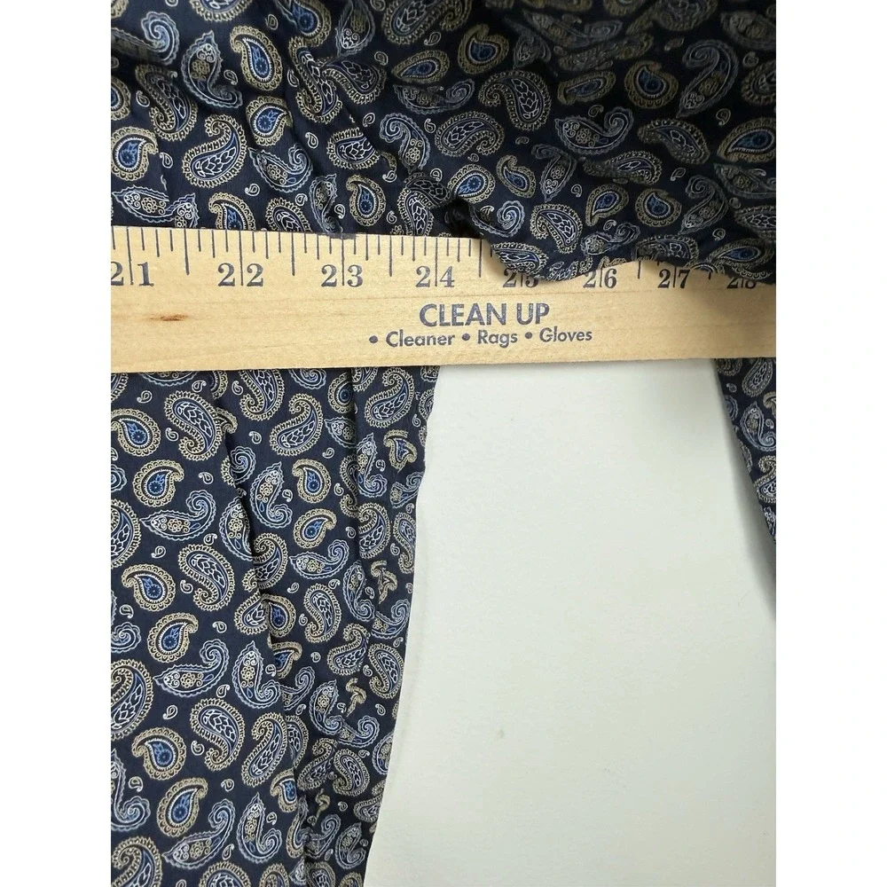 Van Heusen Ceremony Custom Fit Navy Paisley Button Up Giza Cotton Shirt XL 17.5